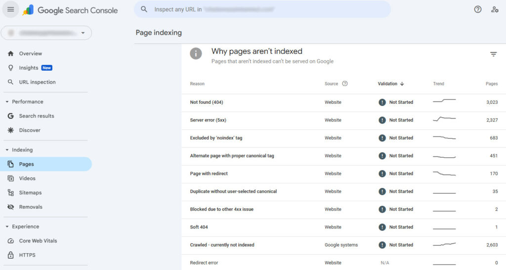 indexation issues in an seo audit